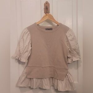 Anthropologie Short Sleeve Peplum Top Size Extra Small XS